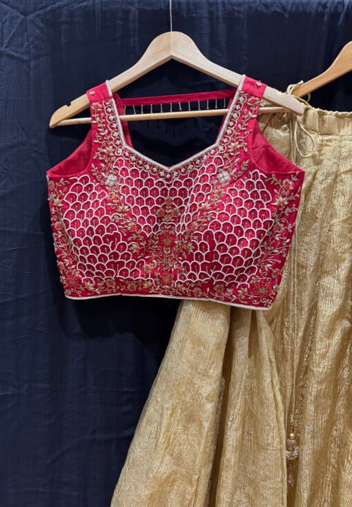 Designer Bridal Lehenga In Maroon Color Indian Wedding Outfit 2 - Image 3
